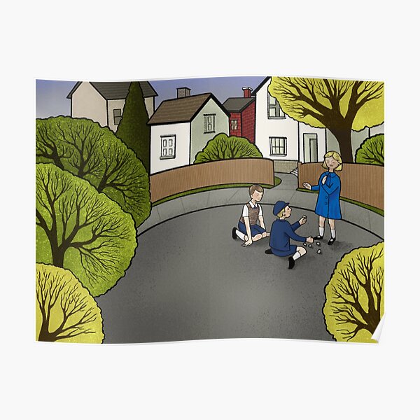 Children Playing Illustration Poster