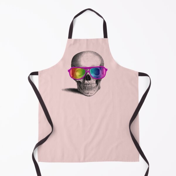Item preview, skull with rainbow glasses (pink) designed and sold by Madame Memento.