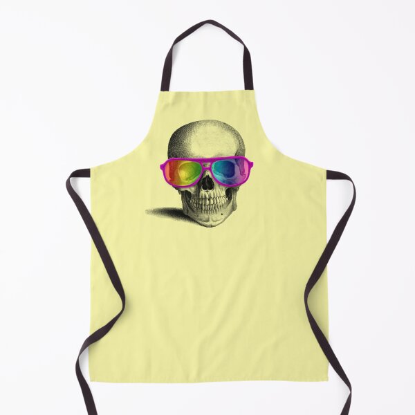 Item preview, skull with rainbow glasses (yellow) designed and sold by Madame Memento.