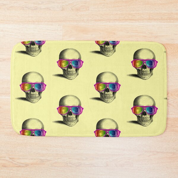 Item preview, skull with rainbow glasses (yellow) designed and sold by Madame Memento.