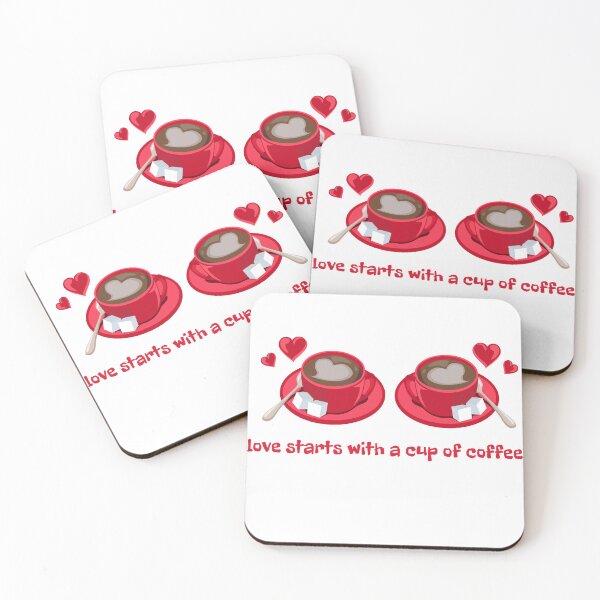 Item preview, Love Starts With A Cup Of Coffee Coffee Lover Love Red Heart designed and sold by WORLD-SOFIA.