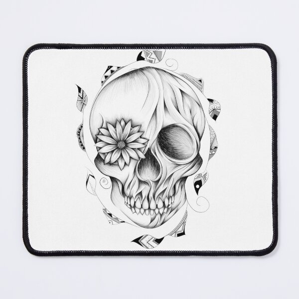 Item preview, Poetic Wooden Skull B&W designed and sold by LouJah-.