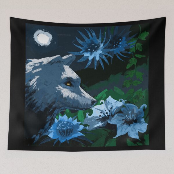 Item preview, White Wolf in a Moonlit Garden designed and sold by Cori Redford.