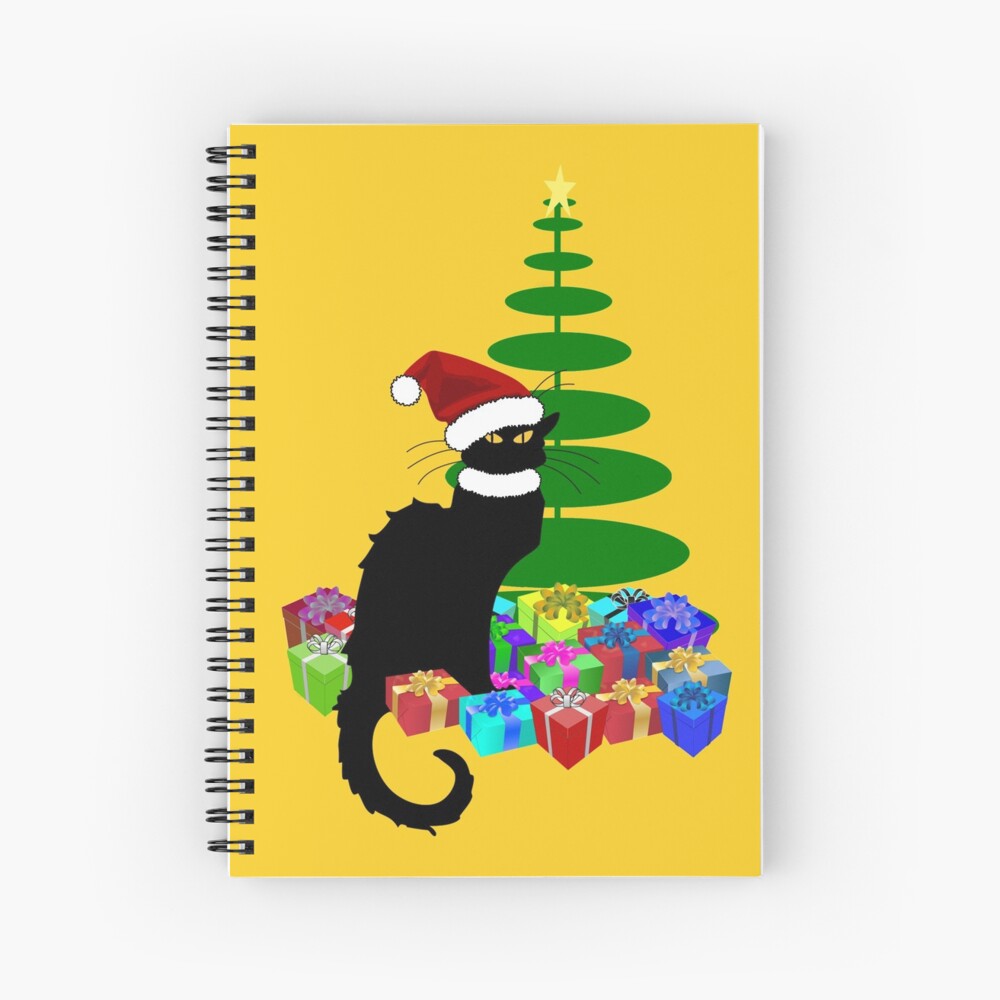 Carnet Cartonne Noel Le Chat Noir Avec Bonnet De Noel Par Gravityx9 Redbubble