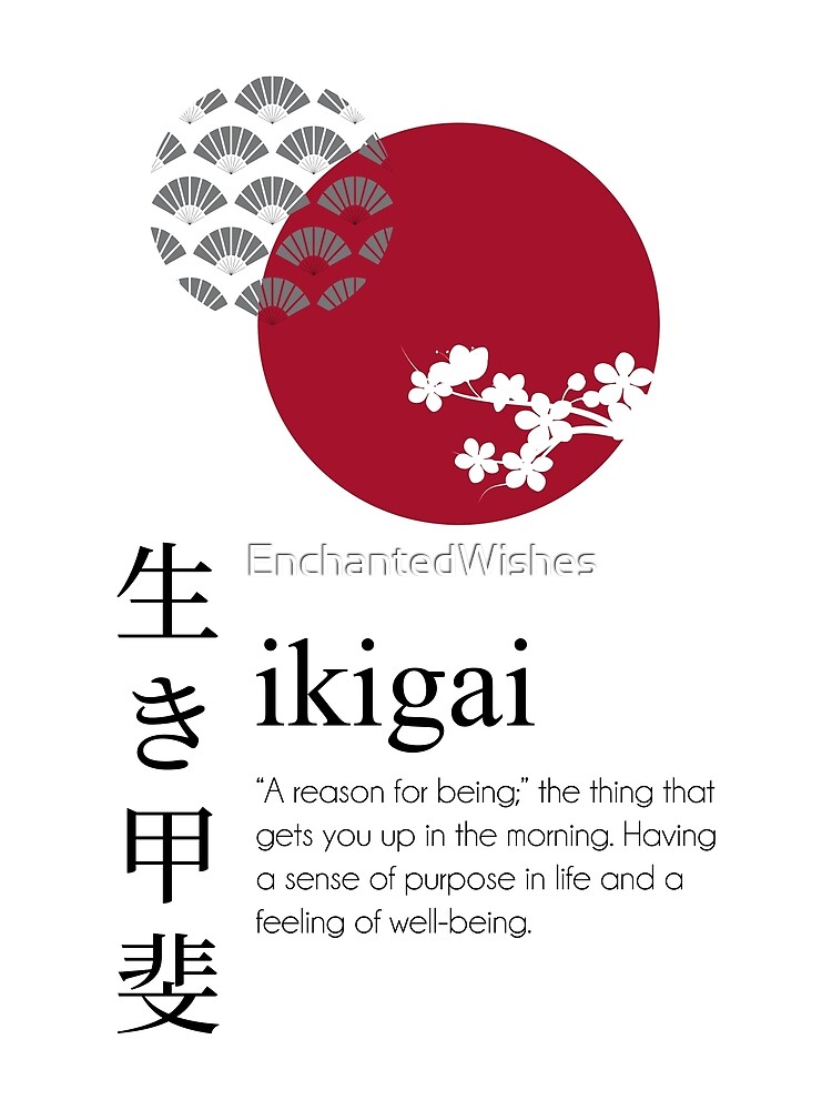 Ikigai Definition Japanese Beautiful Word Art Poster For Sale By EnchantedWishes Redbubble