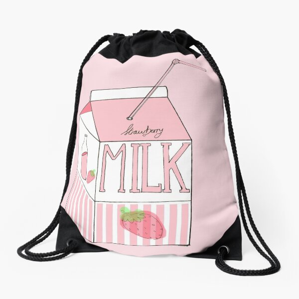 Strawberries Drawstring Bags Redbubble - strawberry milk bag roblox