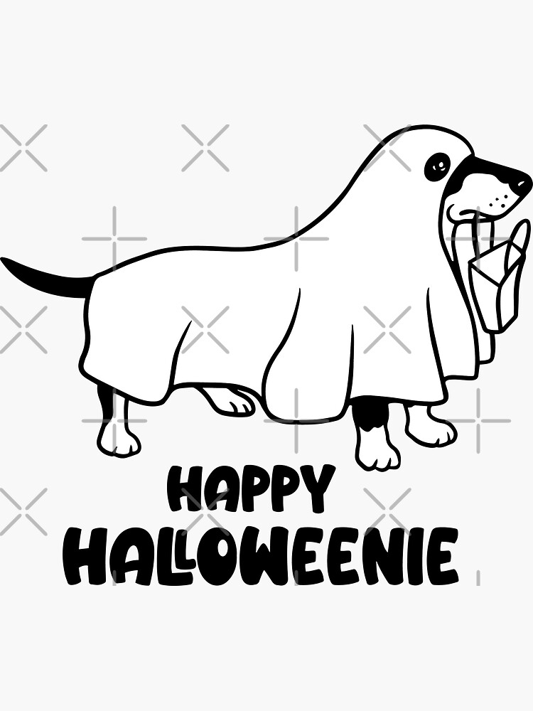 Happy Halloweenie Dachshund Halloween Ghost Dog Sticker for Sale by mellowgraphics Redbubble