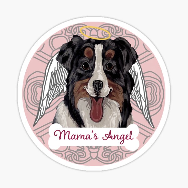 AUSTRALIAN SHEPHERD Mamma's Girl ANGEL in pale pink 2022 Sticker