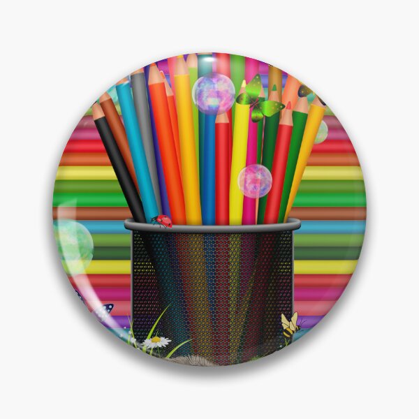 Item preview, Coloured Pencils Spring Daisies in Nature with Bubbles designed and sold by ZanyPaintbrush.