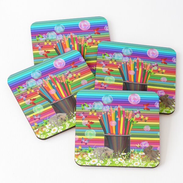 Item preview, Coloured Pencils Spring Daisies in Nature with Bubbles designed and sold by ZanyPaintbrush.