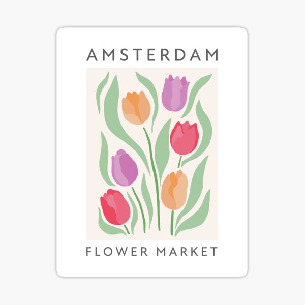 Vista previa del artículo con la obra «Mercado de flores de Ámsterdam, diseño de tulipanes, minimalista, arte moderno, floral», diseñado y vendido por EnchantedWishes.