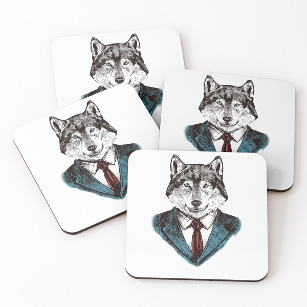 Item preview, Zidika wolf in a suit on a blue background designed and sold by klimov0101.