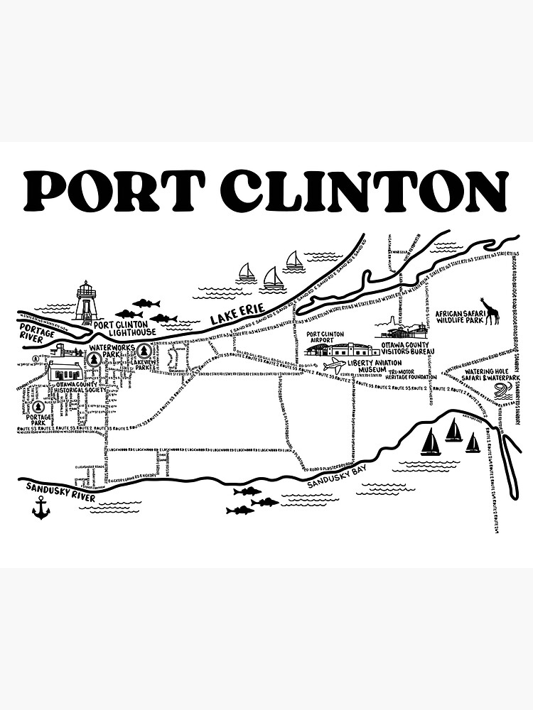 "Port Clinton Map Art" Sticker for Sale by fiberandgloss Redbubble