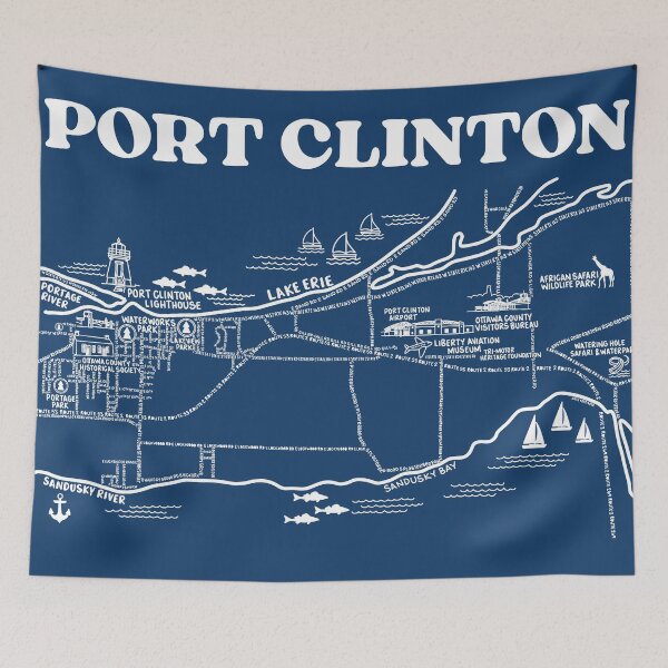 Item preview, Port Clinton Map Art designed and sold by fiberandgloss.