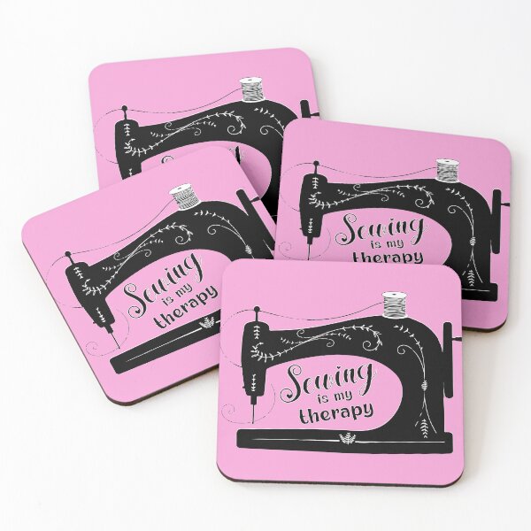Item preview, Sewing is my therapy pink antique elegant sewing machine tailor seamstress fashion designer gifts designed and sold by MetalicBabe.