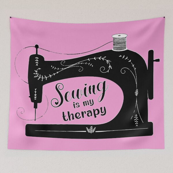 Item preview, Sewing is my therapy pink antique elegant sewing machine tailor seamstress fashion designer gifts designed and sold by MetalicBabe.
