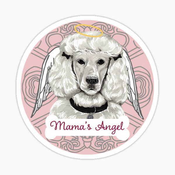 MINIATURE POODLE WHITE mamma's ANGEL Pale Pink 2022 Sticker