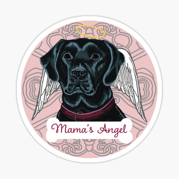 BLACK LABRADOR RETRIEVER mamma's ANGEL pale pink 2022 Sticker