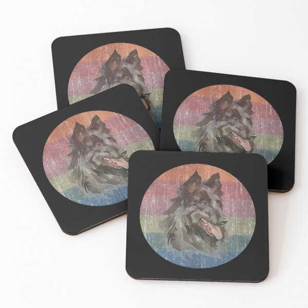 Item preview, Groenendael Belgian Shepherd Dog Face Watercolor Distress Sunset designed and sold by PrintedKat.