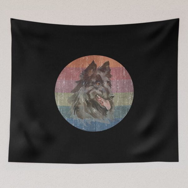 Item preview, Groenendael Belgian Shepherd Dog Face Watercolor Distress Sunset designed and sold by PrintedKat.