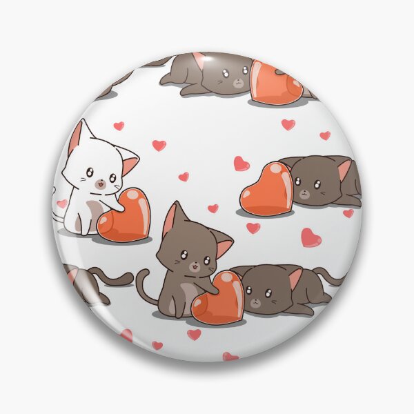 Item preview, Kawaii Cat Cartoon Hearts Purrfect Pattern designed and sold by TheWildFlix.
