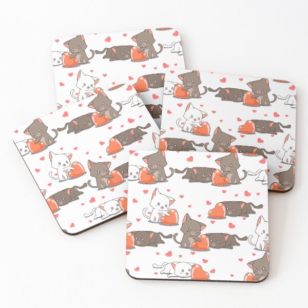 Item preview, Kawaii Cat Cartoon Hearts Purrfect Pattern designed and sold by TheWildFlix.