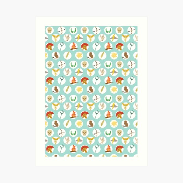 Greek Gods Mythology Repeat Pattern - Percy Jackson Inspired Art Print
