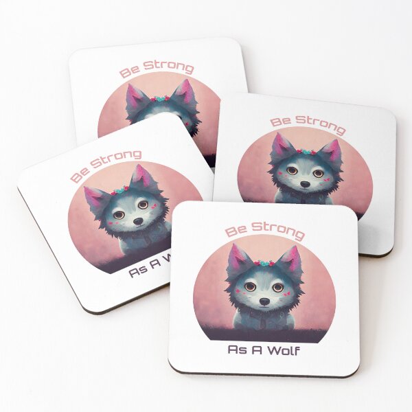 Item preview, Be Strong As A Wolf Cute Colorful Kawaii designed and sold by MattsMultiverse.