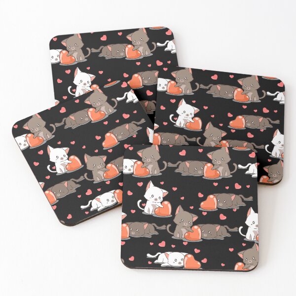 Item preview, Kawaii Cat Lovers Cartoon Hearts Purrfect Pattern designed and sold by TheWildFlix.