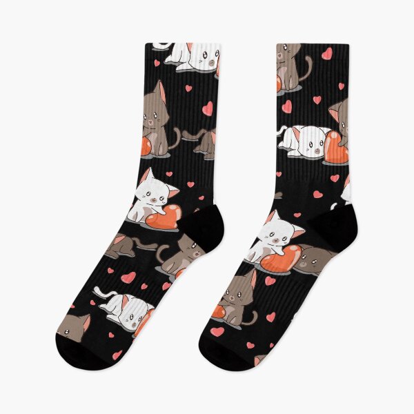Item preview, Kawaii Cat Lovers Cartoon Hearts Purrfect Pattern designed and sold by TheWildFlix.