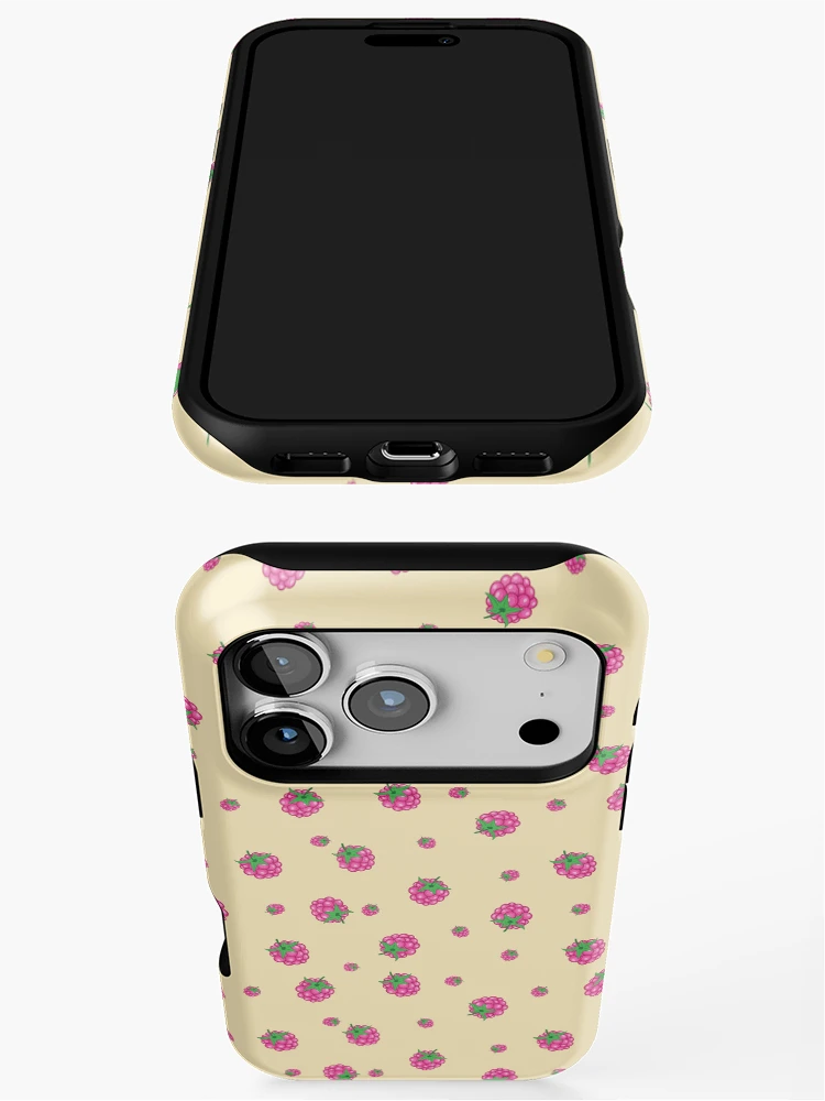 Thumbnail 3 of 4, iPhone Case, Cute And Beautiful Raspberry Fruit - Raspberry seamless pattern designed and sold by Rainbow Designs.