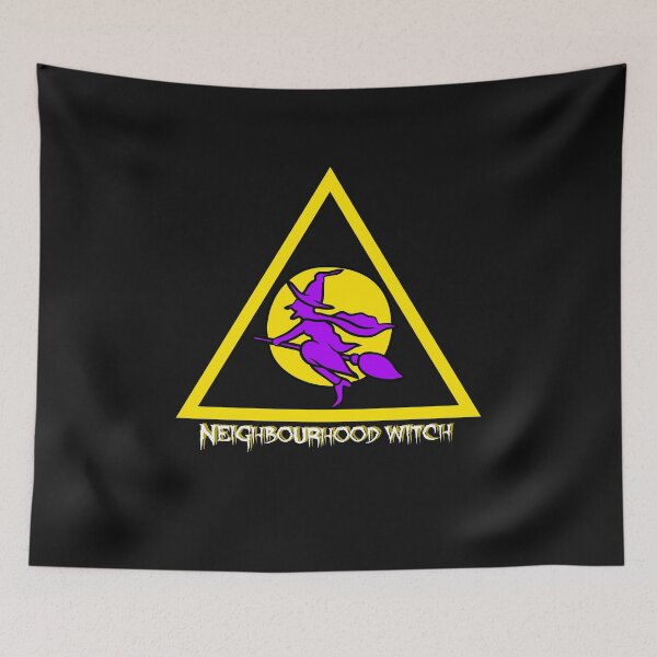 Item preview, Neighbourhood witch, funny pun, neighbourhood watch, flying witch,warning sign designed and sold by allycat57.