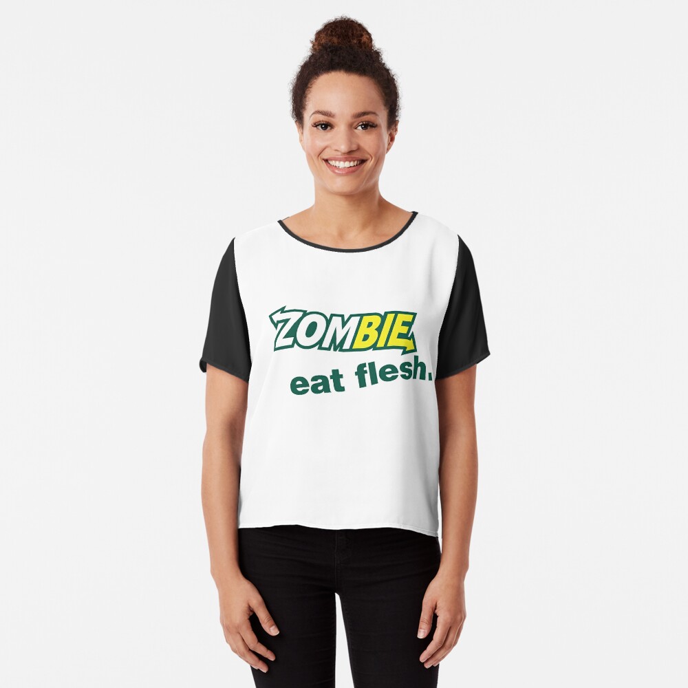 Zombies. Eat Flesh. Subway Parody T-shirt. Funny Zombie T-shirt