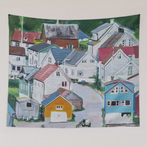 Item preview, Norway Houses - a view from the ship designed and sold by LornaBowdenART.