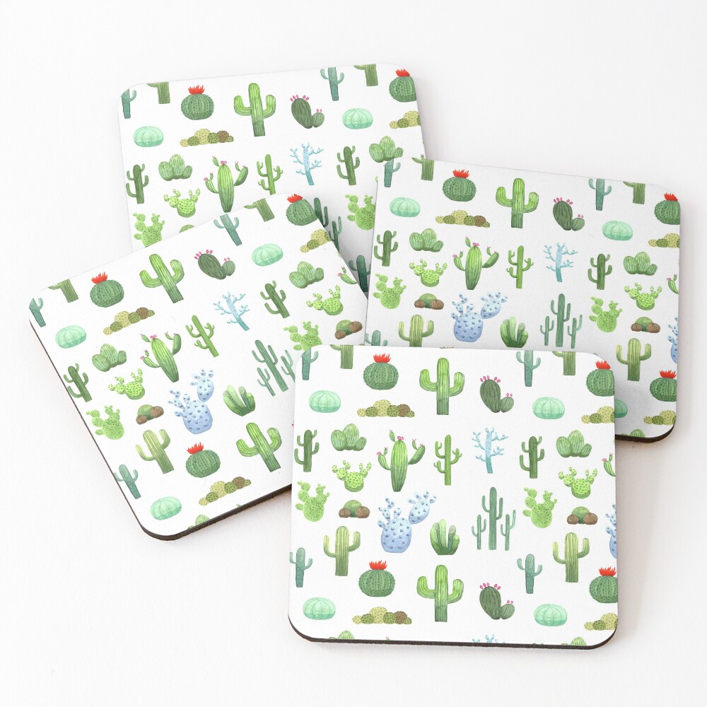 Watercolor Cactus Coasters (Set of 4)