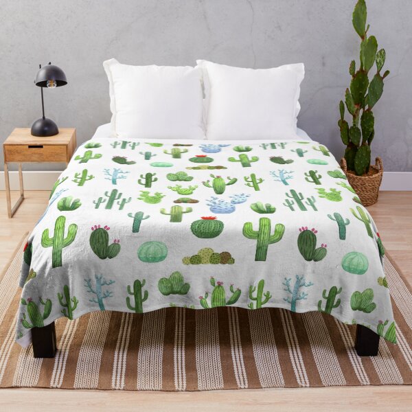 Watercolor Cactus Fleecedecke