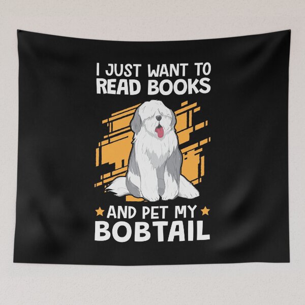 Item preview, Reading books and petting Bobtail German Shepherd designed and sold by madgrfx.
