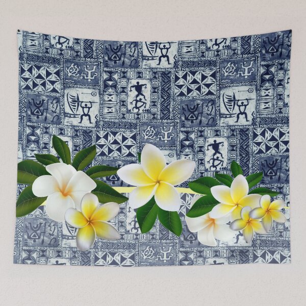 Item preview, Hawaiian Petroglyph Tapa and Plumeria designed and sold by J Marielle Designs.