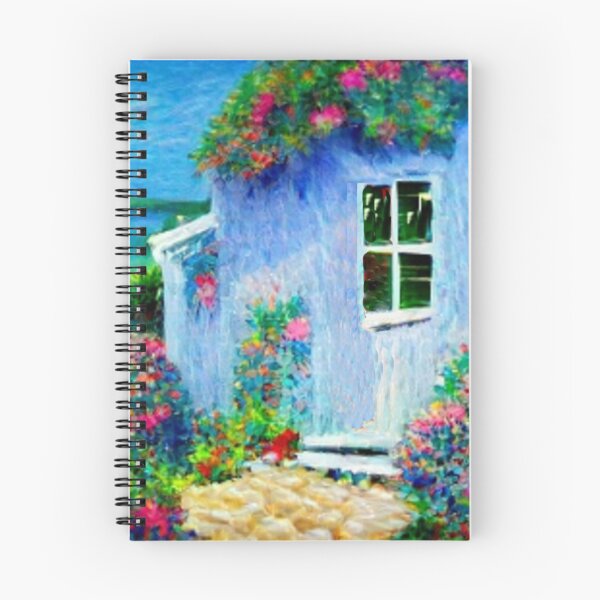 Item preview, colorful cottage beside the ocean.  designed and sold by mrtom414.
