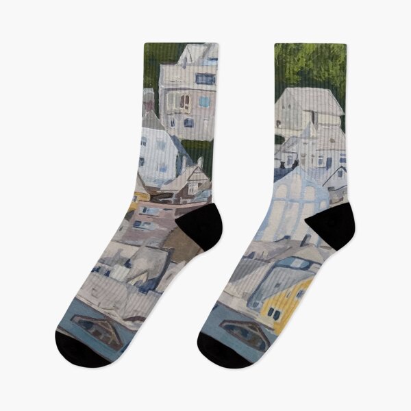 Item preview, Rooftops in Bergen, Norway designed and sold by LornaBowdenART.