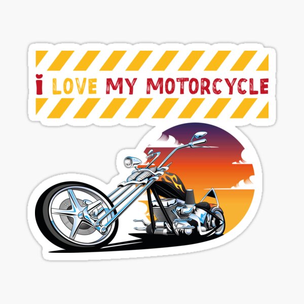 "Retro Vintage Motorcycle I love my Motorcycle" Sticker for Sale by ChibiDesigner Redbubble