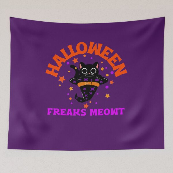 Item preview, Halloween freaks meowt, scared black cat, funny halloween pun designed and sold by allycat57.