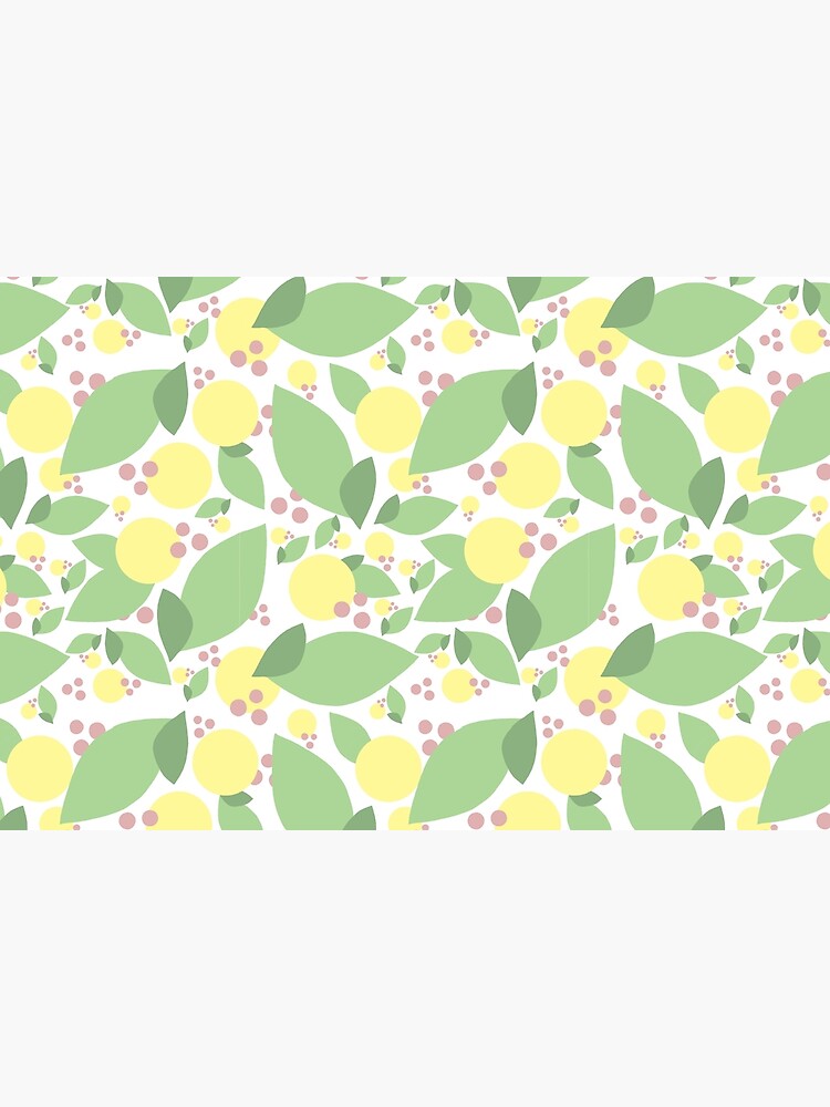 Discover White ditsy print lemon berry and leaf pattern design Bath Mat