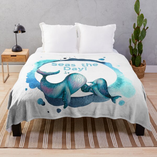 Item preview, Seas the Day Happy Blue Whales designed and sold by j9gothbe.