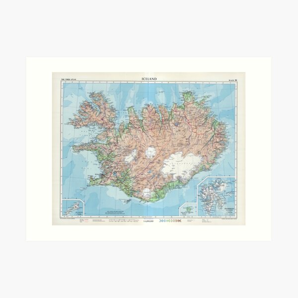 Vintage Map of Iceland Art Print