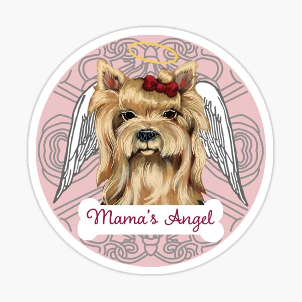 YORKIE mamma's ANGEL pale pink 2022 Sticker