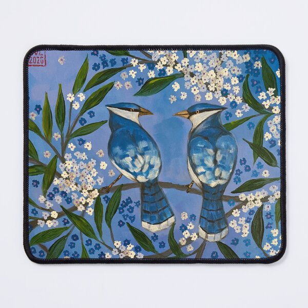 Item preview, Blue Jay Love - Original Painting by Disabled Artist Siân Victoria Liu - SianVictoriaArt designed and sold by SianVictoriaArt.