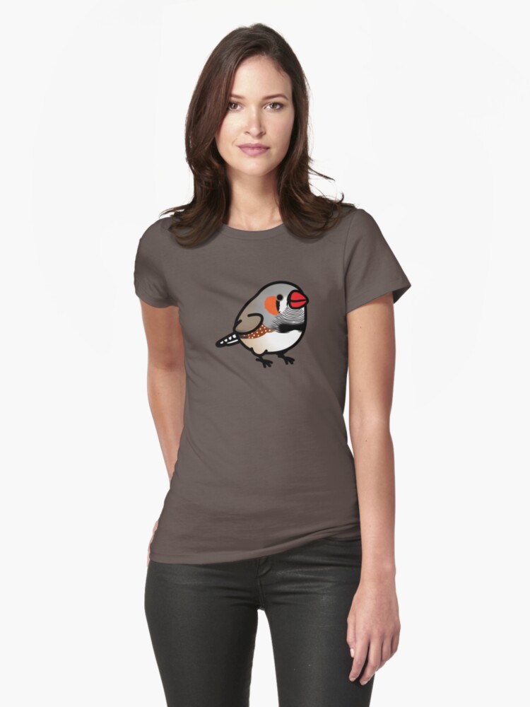 Thumbnail 1 of 3, Fitted T-Shirt, Chubby Zebra Finch designed and sold by birdhism.