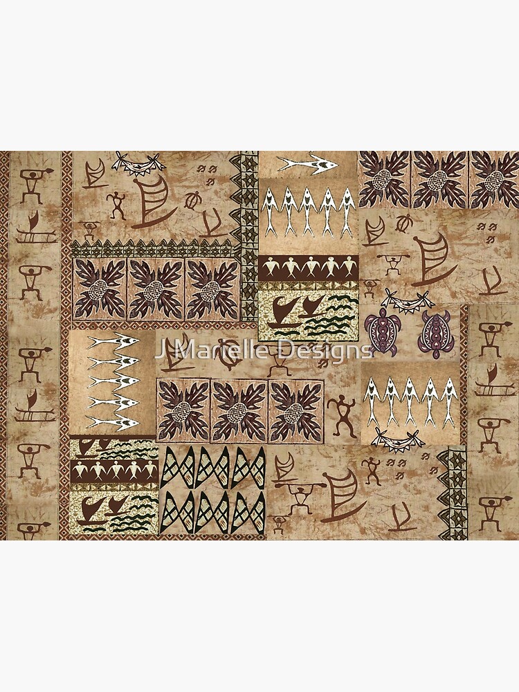 "Hawaiian Sailing Canoe and Petroglyph Tapa" Poster for Sale by