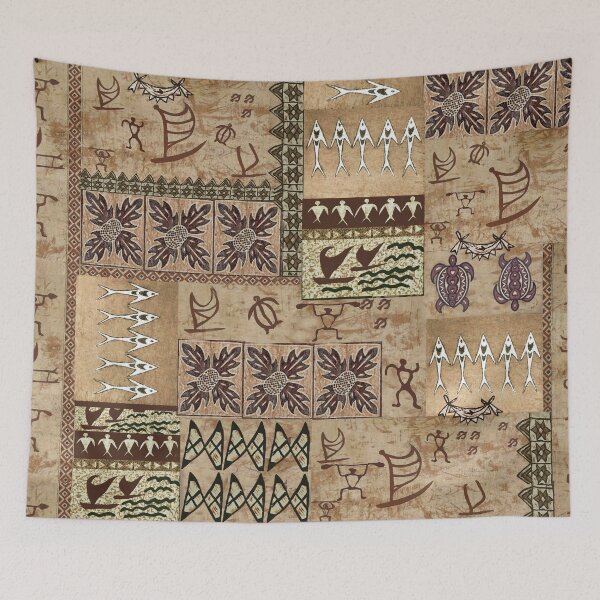 Item preview, Hawaiian Sailing Canoe and Petroglyph Tapa designed and sold by J Marielle Designs.